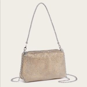 Gold Rhinestone Evening Party Clutch Bag Purse - NEW